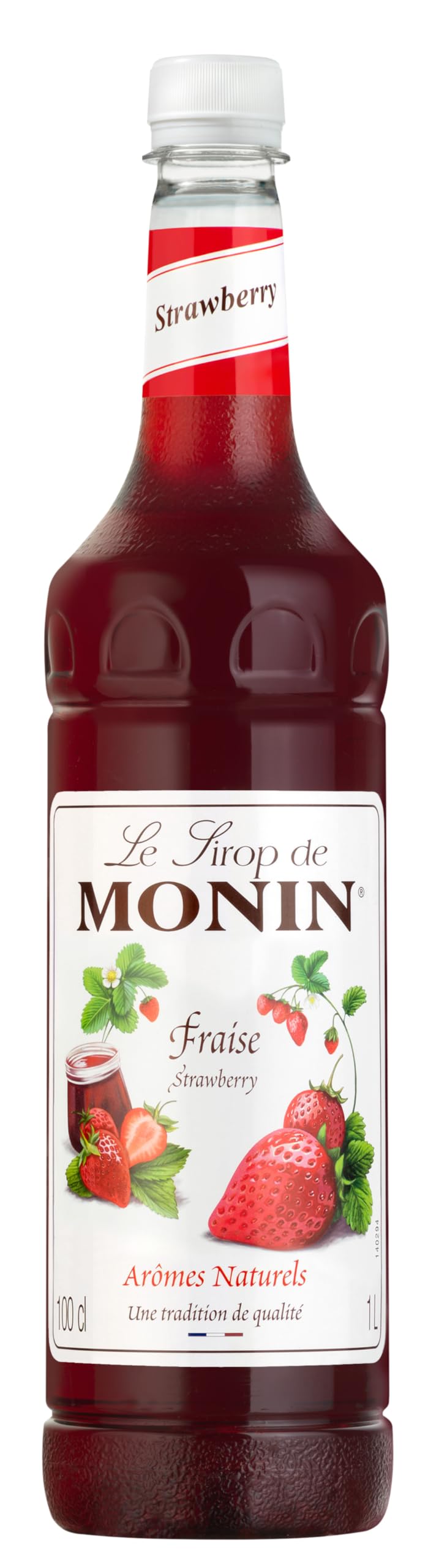 Monin Premium Strawberry Syrup - 1L PET Bottle | Natural Flavours | Vegan & Allergen-Free