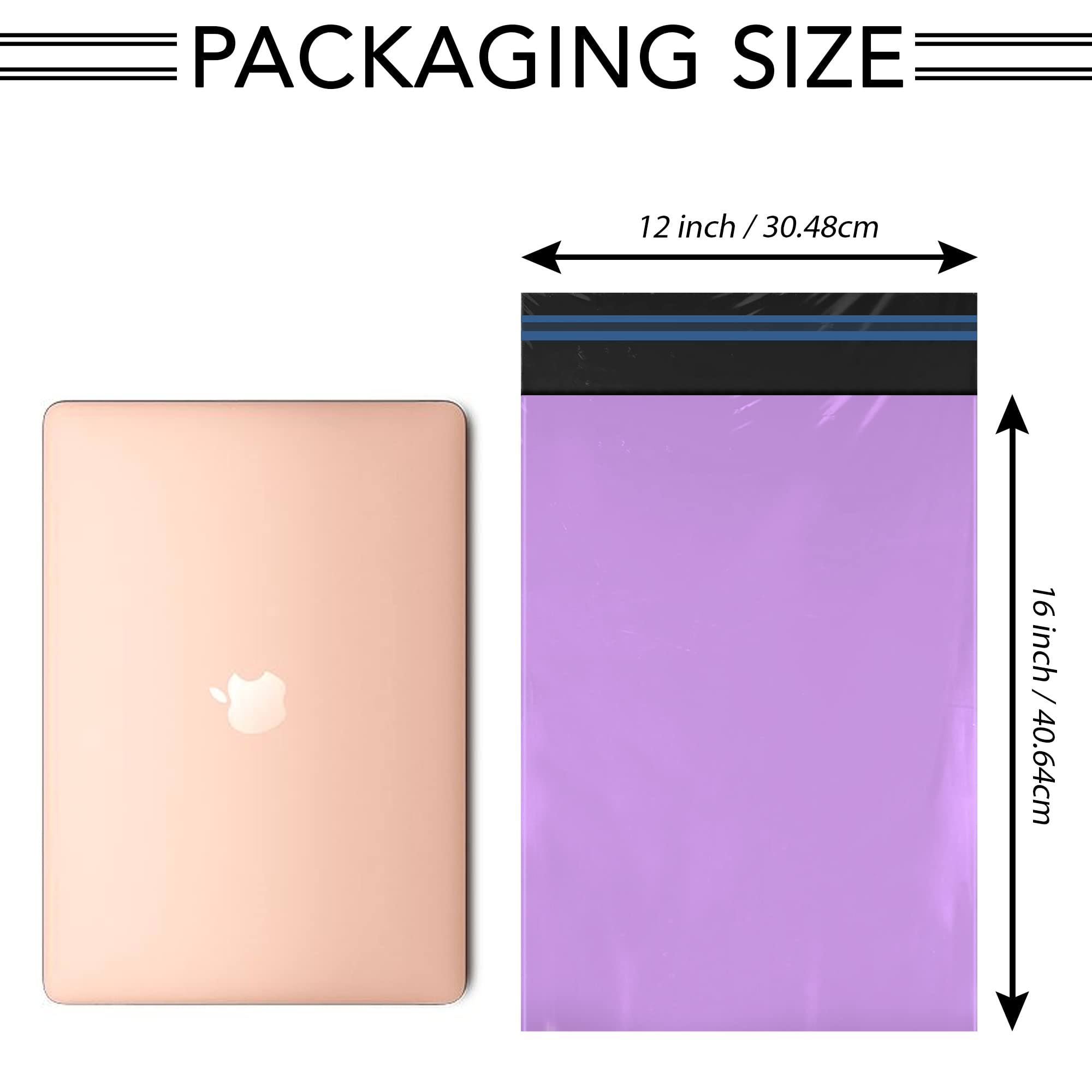 iSOUL Strong Large Mailing Postal Bags - 100 Pack | 12 x 16 inch | Purple | Water Resistant 5