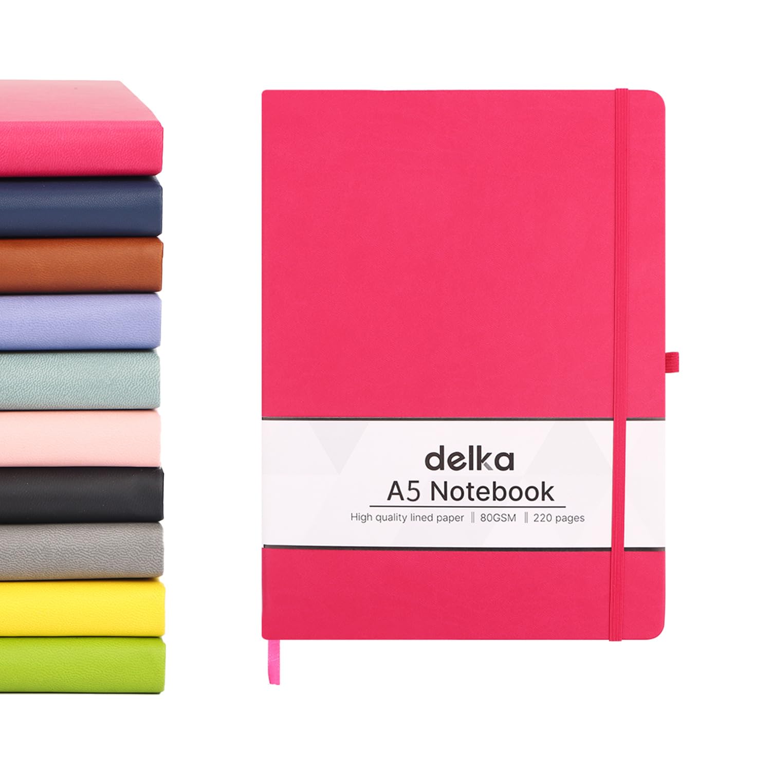 delka A5 Notebook - Lined Journal with Vegan Leather Soft Cover | 220 Pages | Dark Pink 1