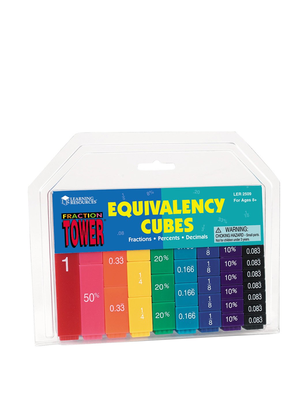 Learning Resources Fraction Tower Equivalency Cubes - 51-Piece Educational Set for Ages 6+ 1