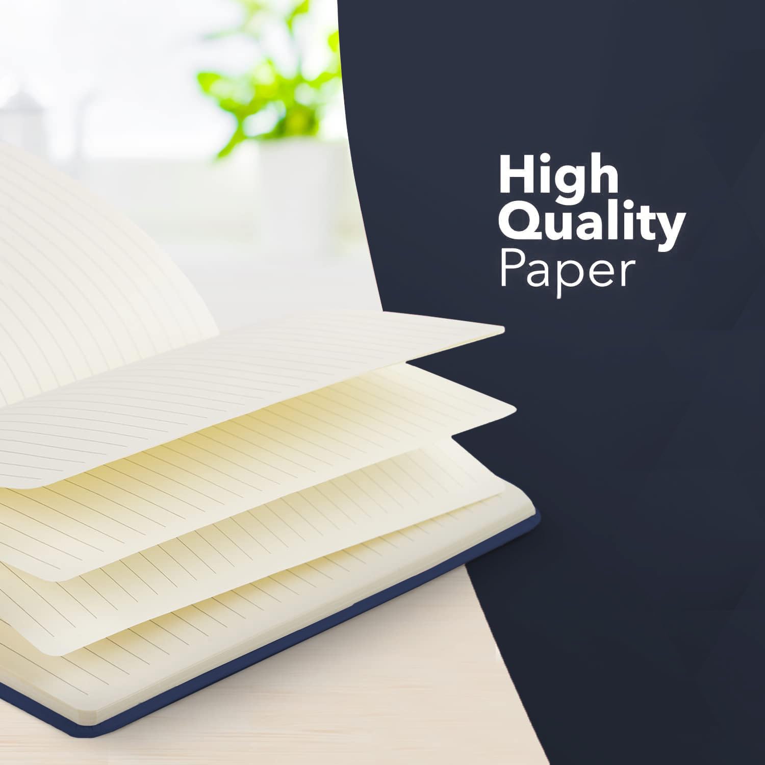 delka A4 Notebook - Vegan Leather Hard Cover | 160 Pages Ruled | Navy 6