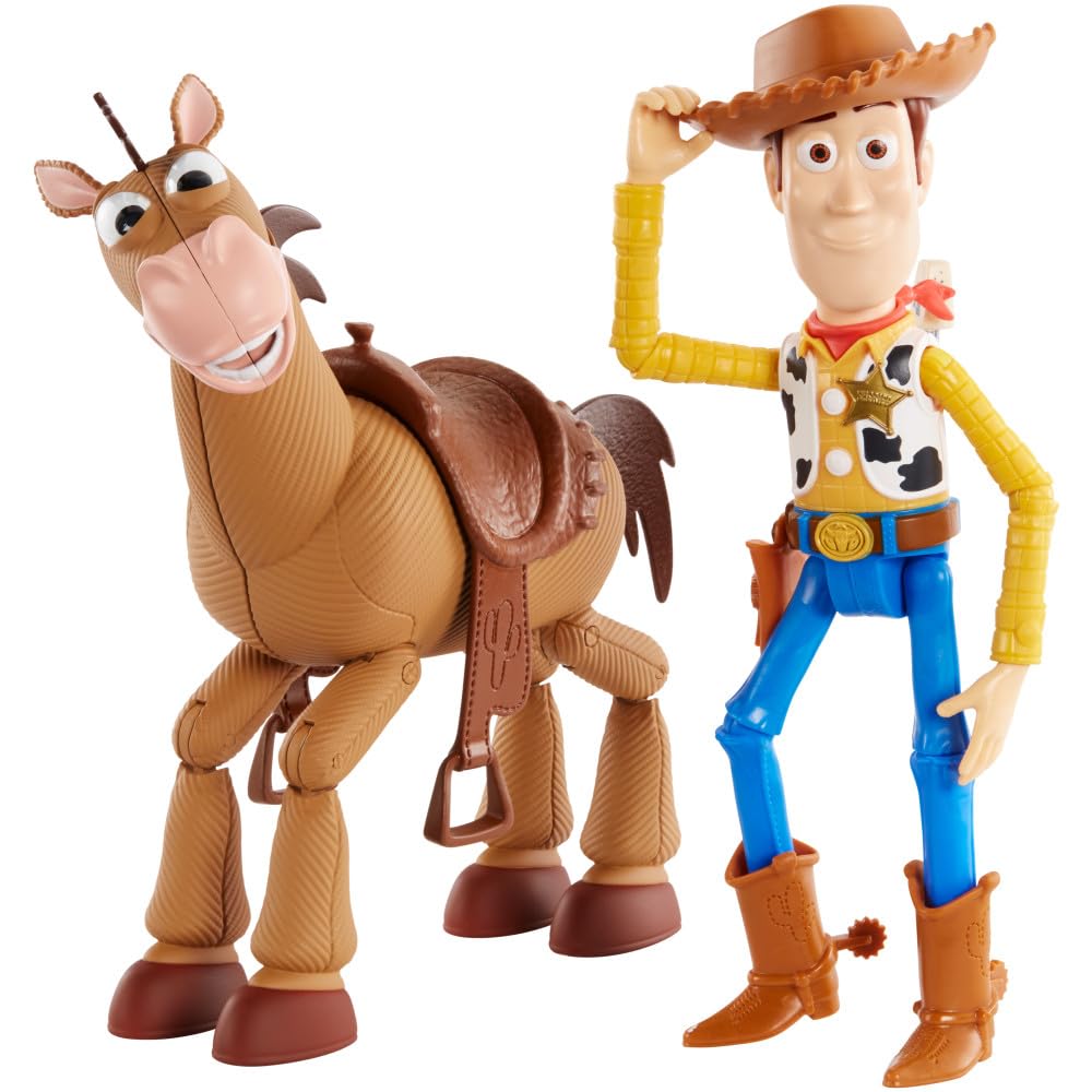 Mattel Disney Pixar Toy Story 4 Woody and Bullseye Action Figure 2-Pack, Movie-Inspired Scale, Ages 3+ 1