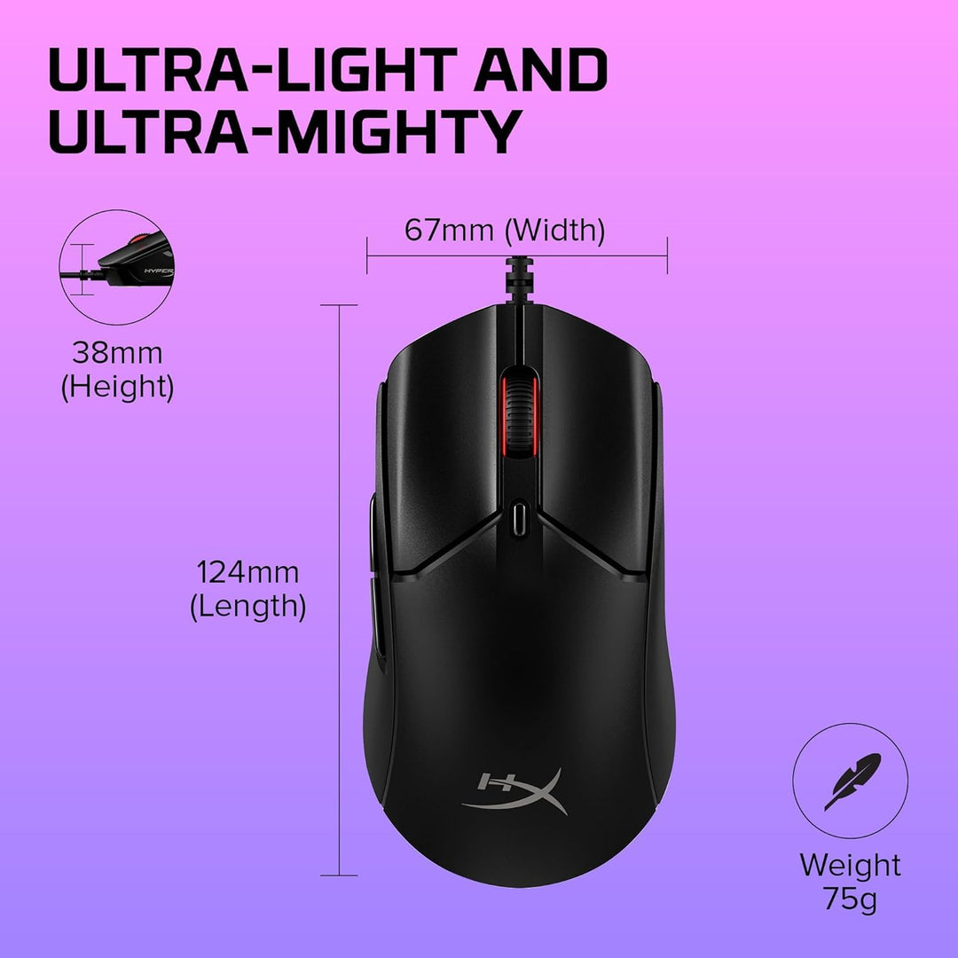 HyperX Pulsefire Haste 2 Gaming Mouse – Ultra-Light 53g with 26K Sensor, 8000Hz Polling, RGB, 6 Programmable Buttons
