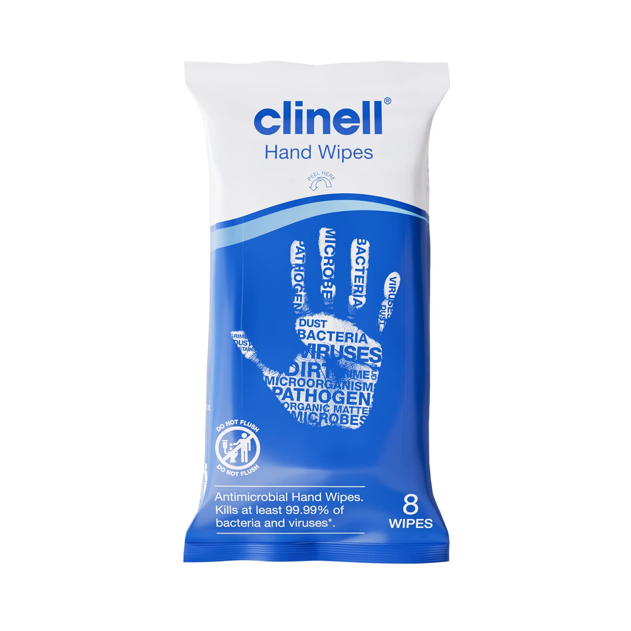 Clinell Antimicrobial Hand Wipes - Kills 99.999% Bacteria | Travel Size | 20 Packs of 8 Wipes