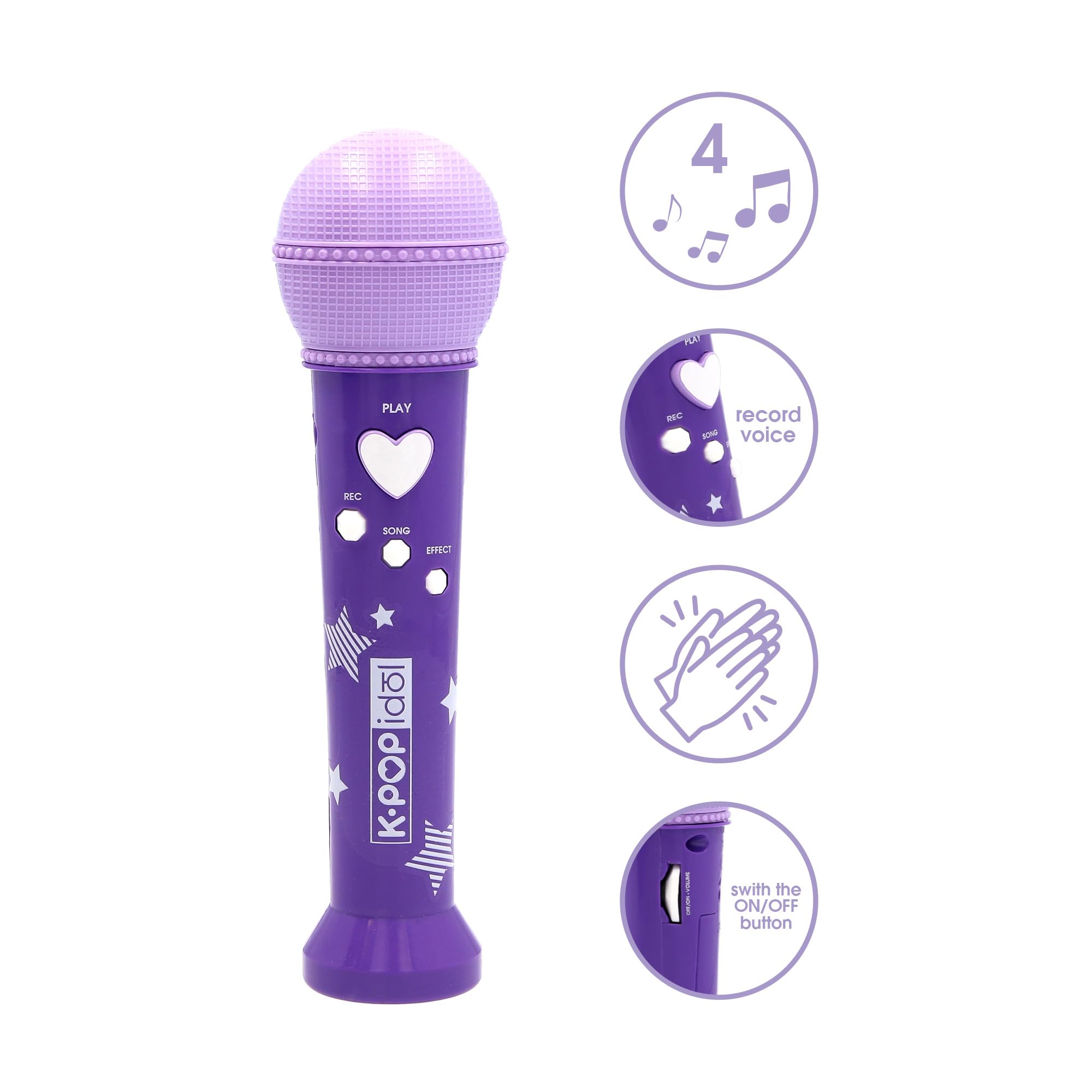 K-POP IDOL Kids Microphone Recorder - Record & Playback, Lights & Sound Effects, Multicolor 2