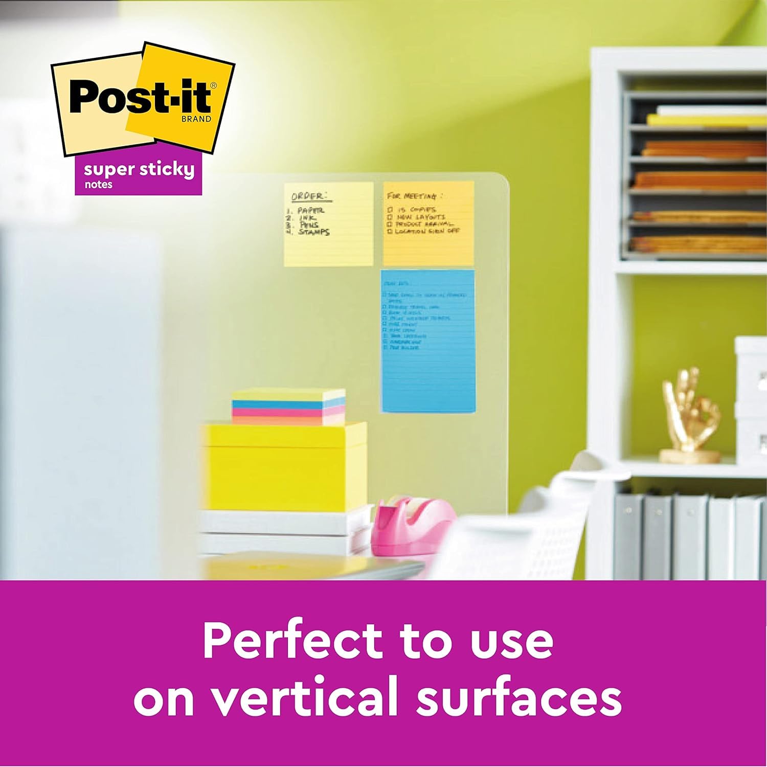 Post-it Super Sticky Large Notes - Lined, Green, 70 Sheets, 1 Pad | 101 mm x 101 mm 6