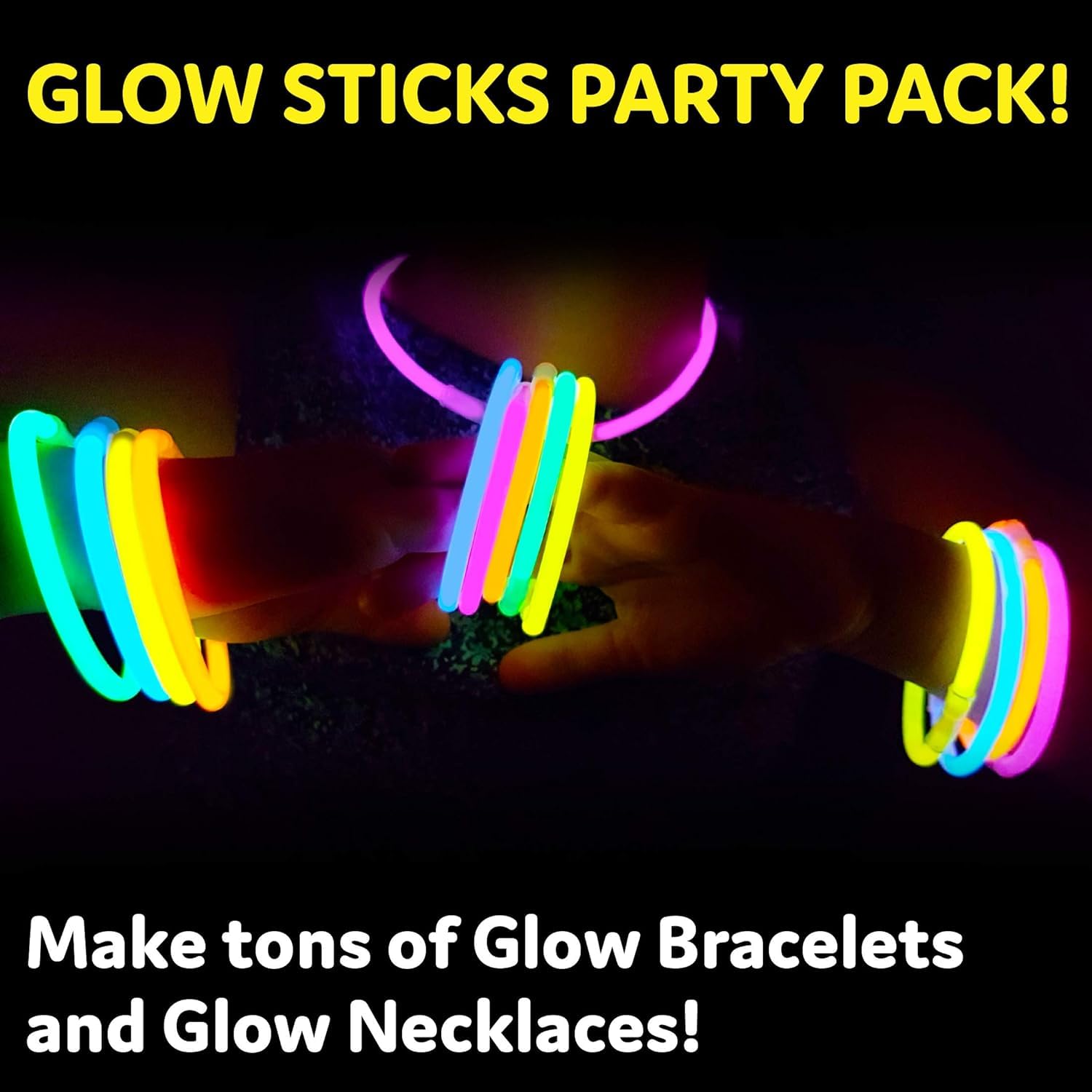 SHATCHI 100Pcs Glow Sticks 8" with Connectors - Neon Party Favors for Halloween, Rave, Birthday, Camping & 80s Themed Events 9