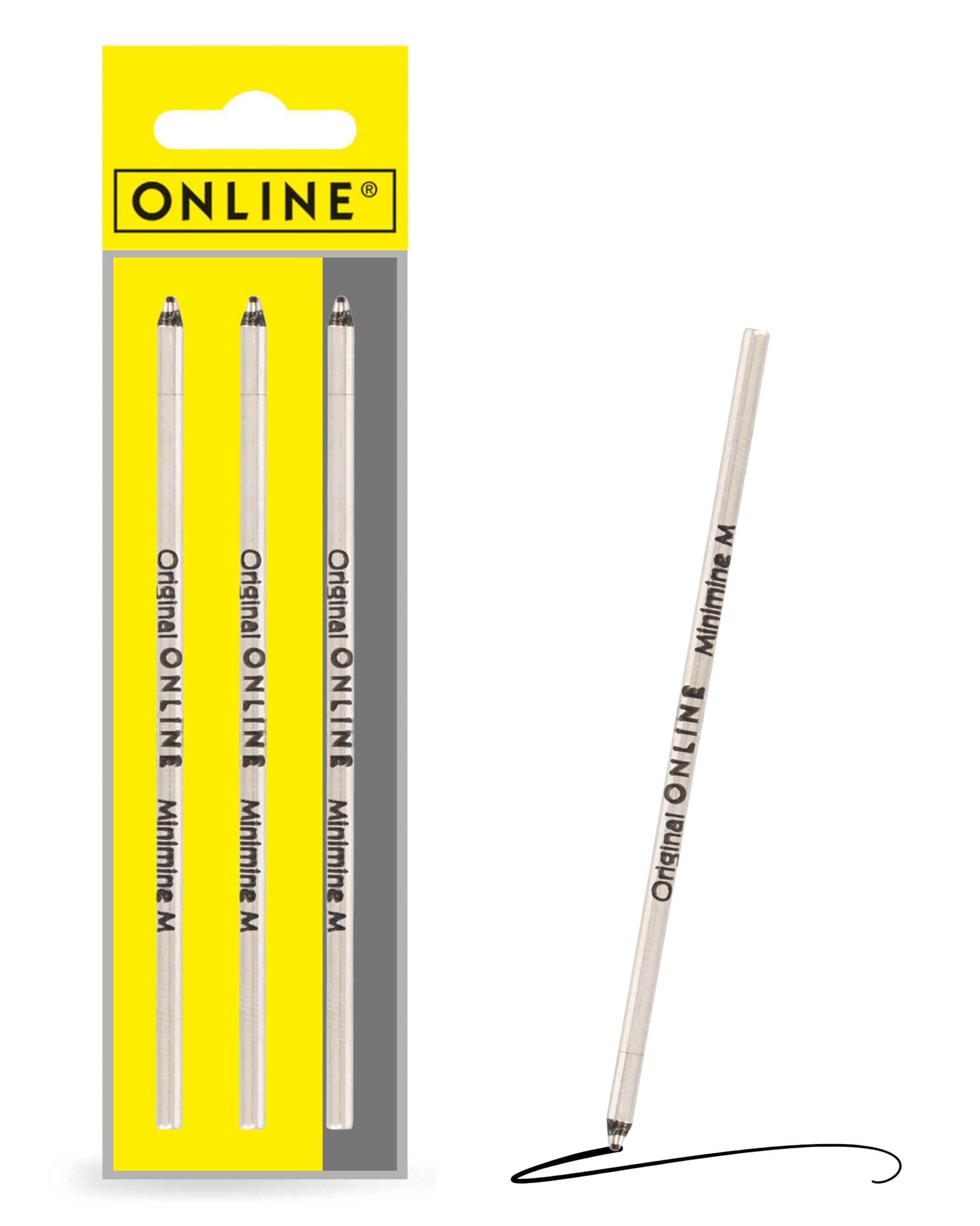 Online Ballpoint Pen Refill D1 Standard - Black Ink, Medium Point, 3 Pack | ISO 12757-2 DOC Certified 1