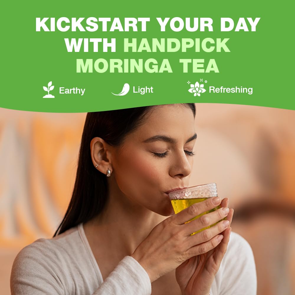 HANDPICK Moringa Tea Bags (100 Count) Non-GMO, Caffeine Free, Pure Moringa
