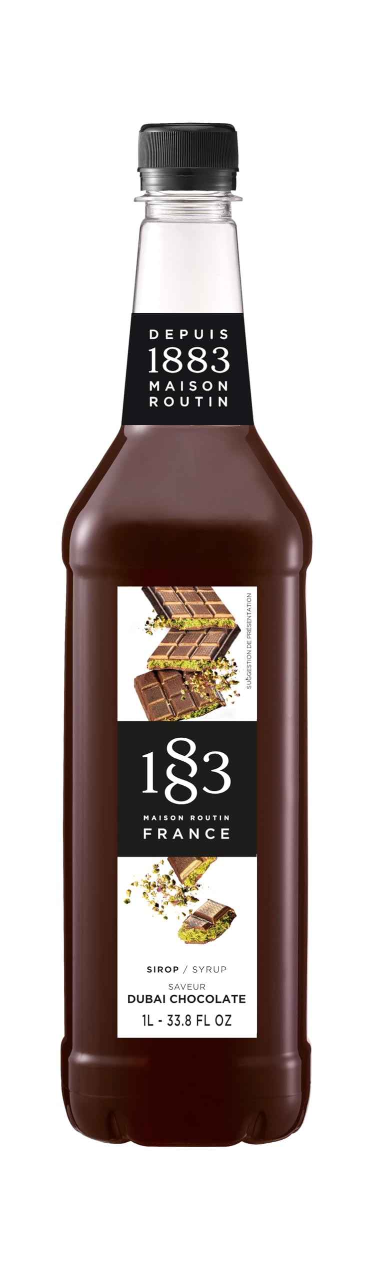 1883 MAISON ROUTIN Premium Dubai Chocolate Syrup - 1L PET Bottle | Vegan, Halal, Kosher | Natural Flavoured