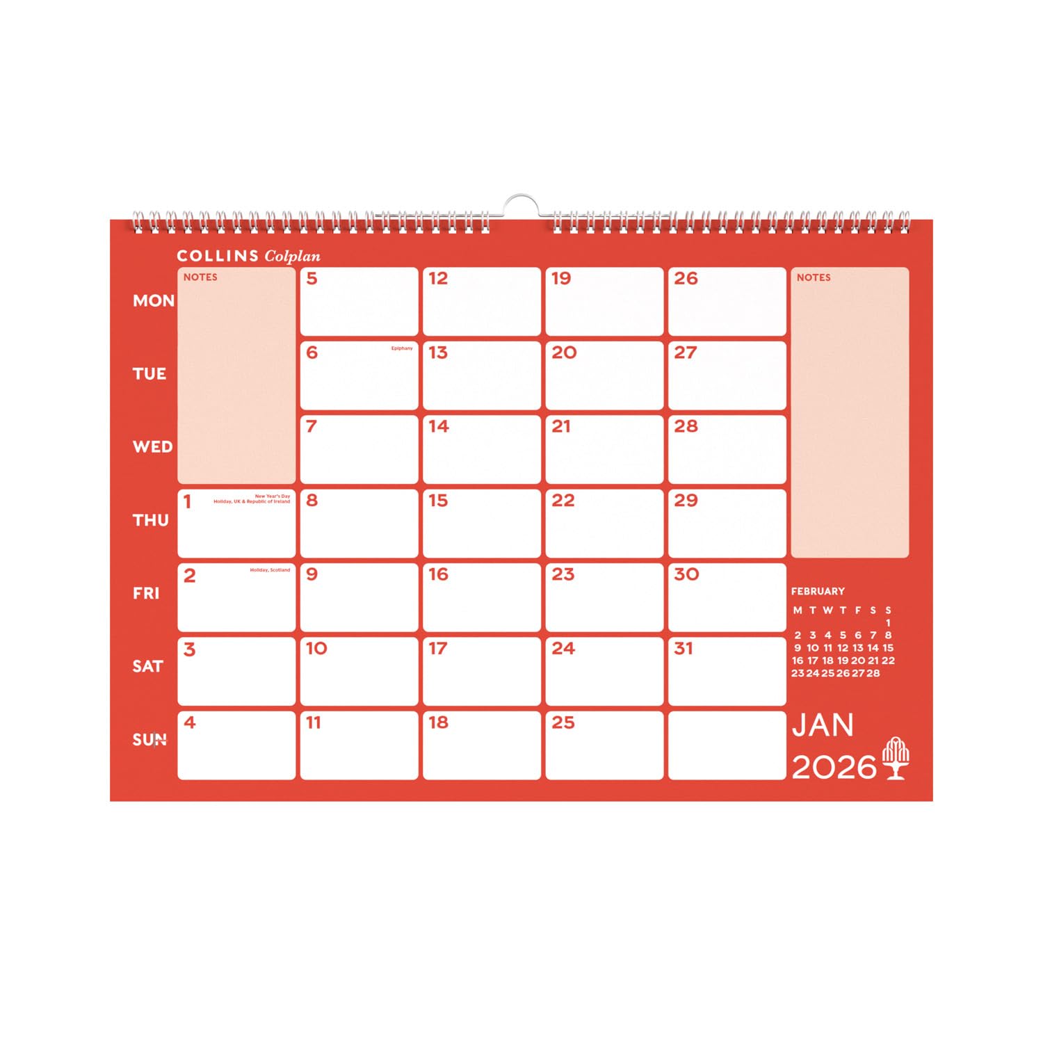 Collins Colplan 2026 Wall Diary Calendar - A3 Monthly View with Notes Space | CMC-26