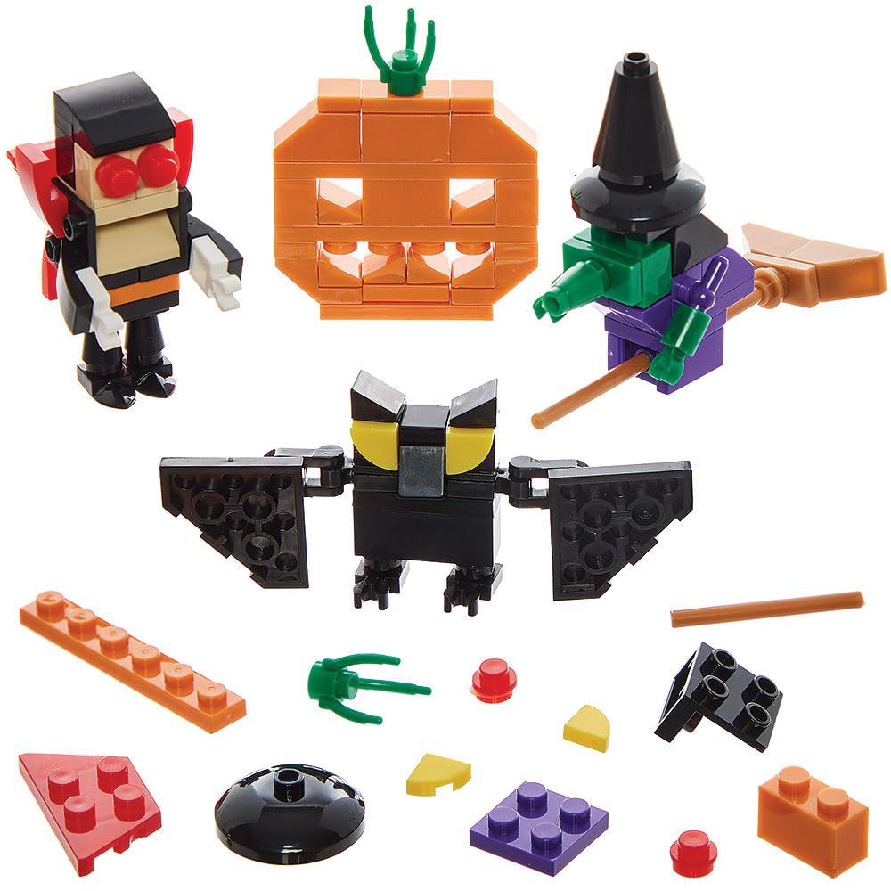 Baker Ross FN657 Halloween Building Brick Kits - 4 Spooky Character Sets for Kids Age 6+ 1