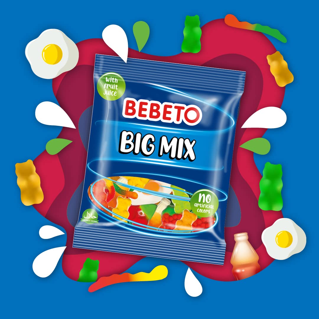 Bebeto Big Mix Fruit & Chewy Gummy Sweets | 150g Bag | 10 Items | No Artificial Colours 4