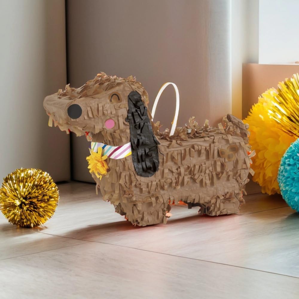 Unique Mini Dachshund Piñata Favor Decoration - 20cm x 14cm | Cardboard | Multicolour 4