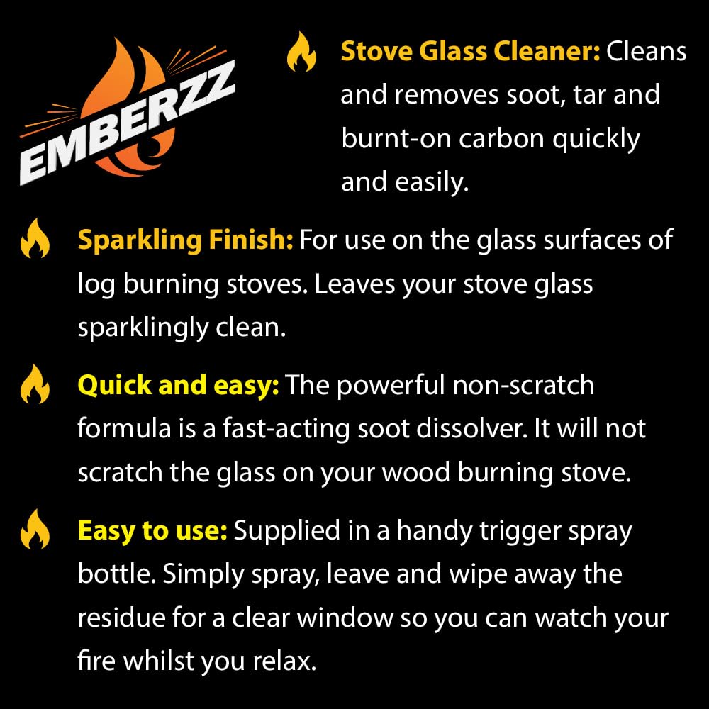 Emberzz Stove Glass Cleaner - Dissolves Soot, Grease & Tar | 500 ml Trigger Spray 4