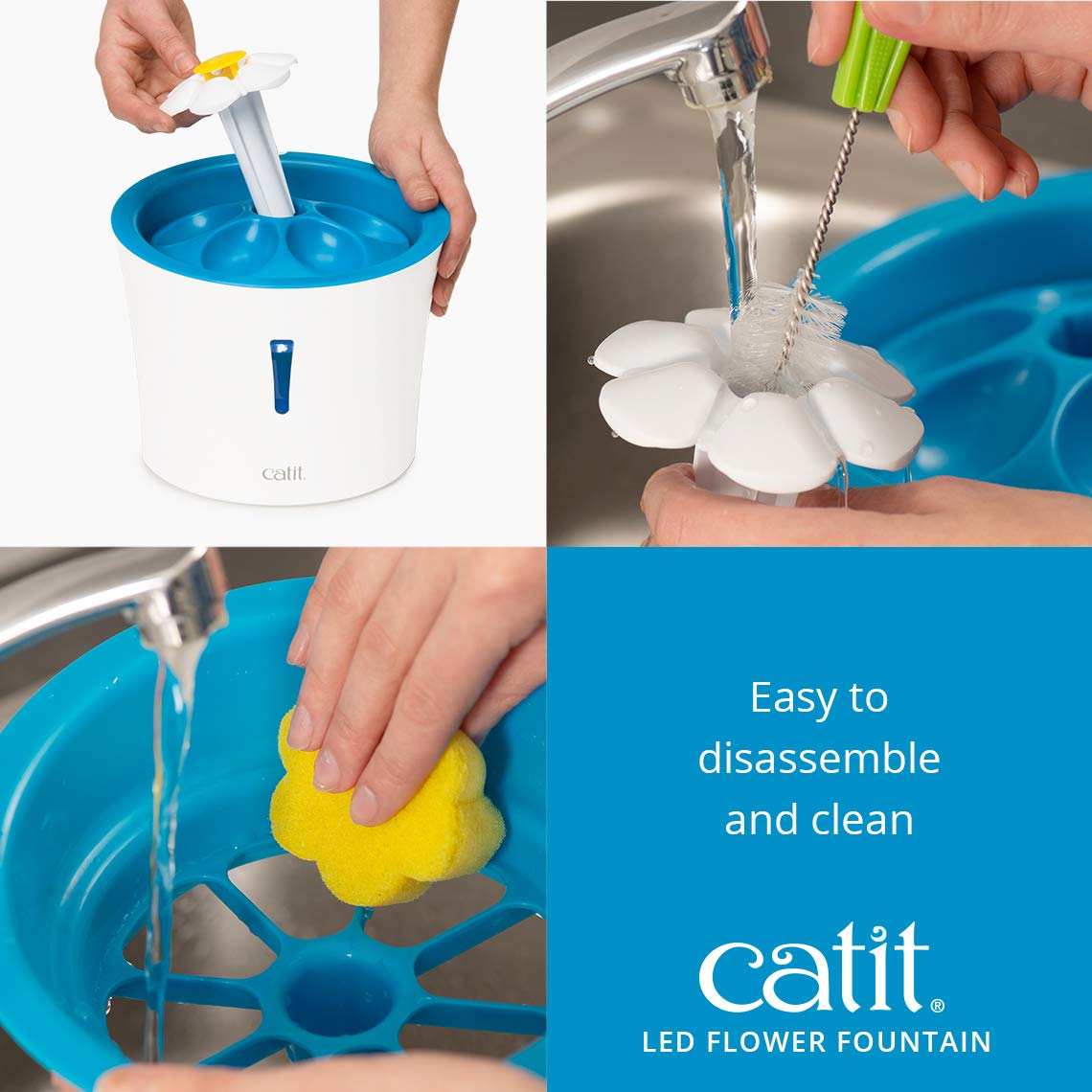 Catit Flower Water Fountain 43747W with LED Nightlight | Triple Action Filtration 9