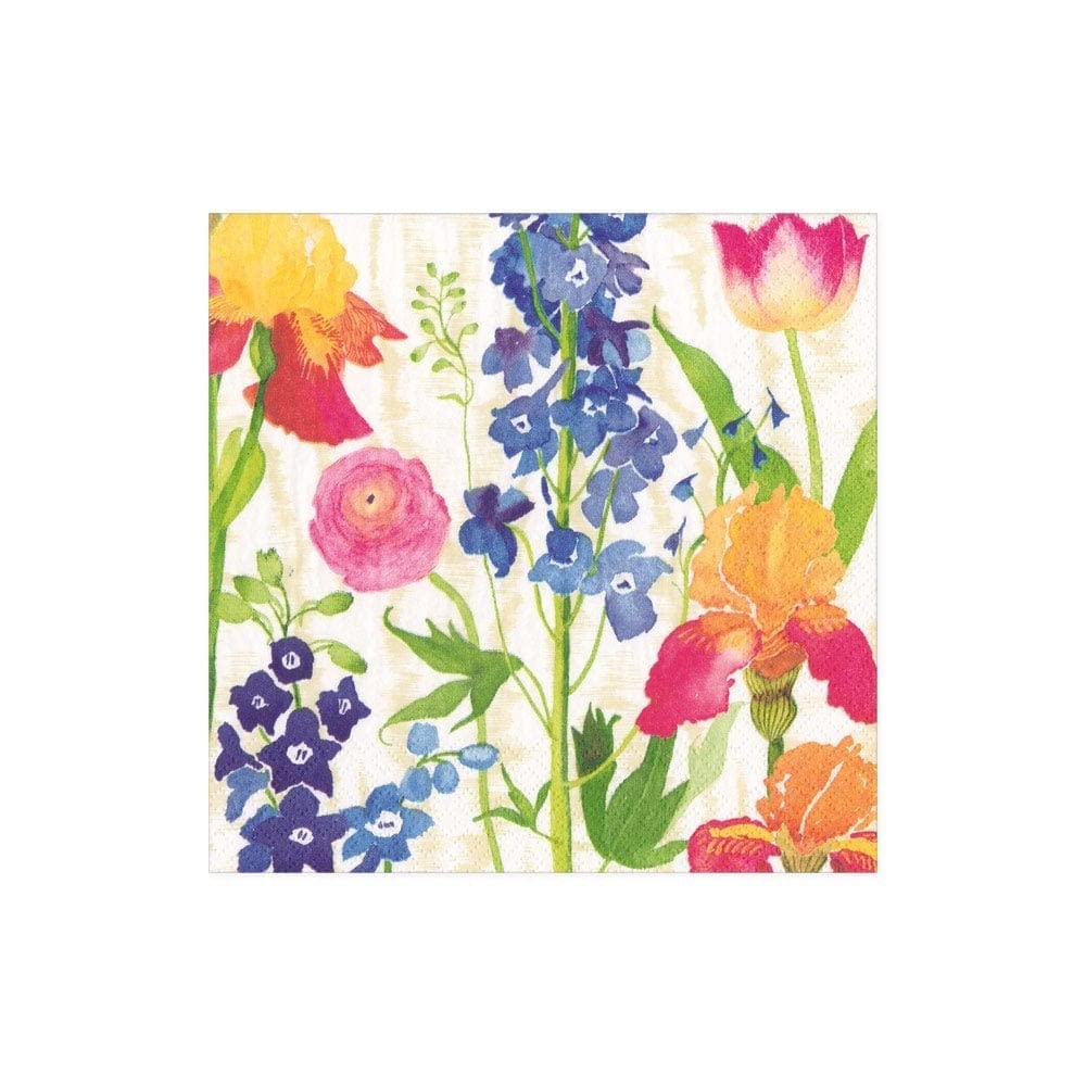 Caspari Summer Garden Triple-Ply Cocktail Napkins in White, 20 per Pack