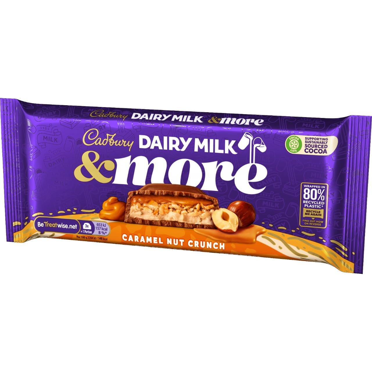 Cadbury Dairy Milk & More Caramel Nut Crunch Chocolate Bar 200g 2