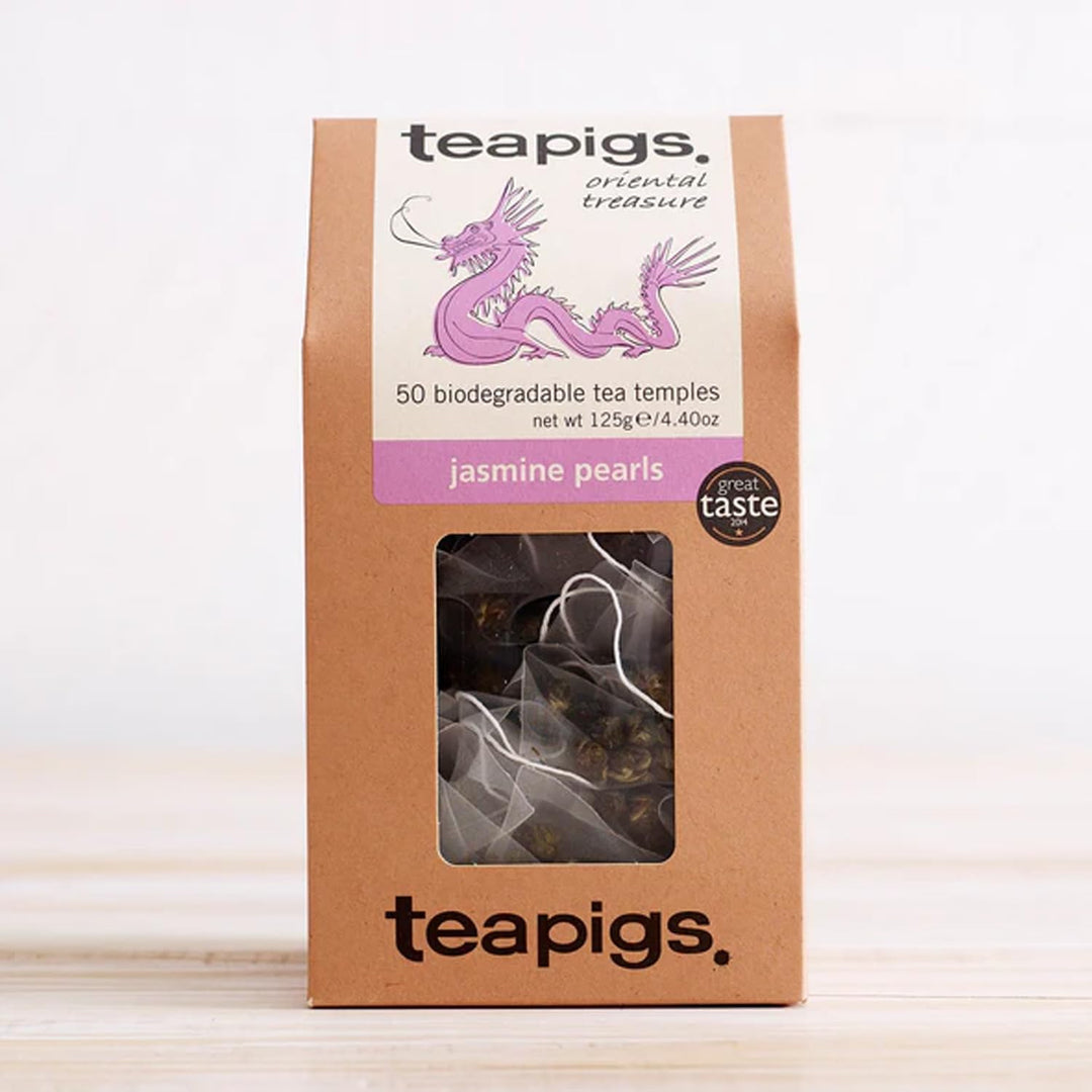 teapigs Jasmine Pearls Green Tea - Hand-Rolled Jasmine Infused Tea Bags, 50 Biodegradable Tea Temples