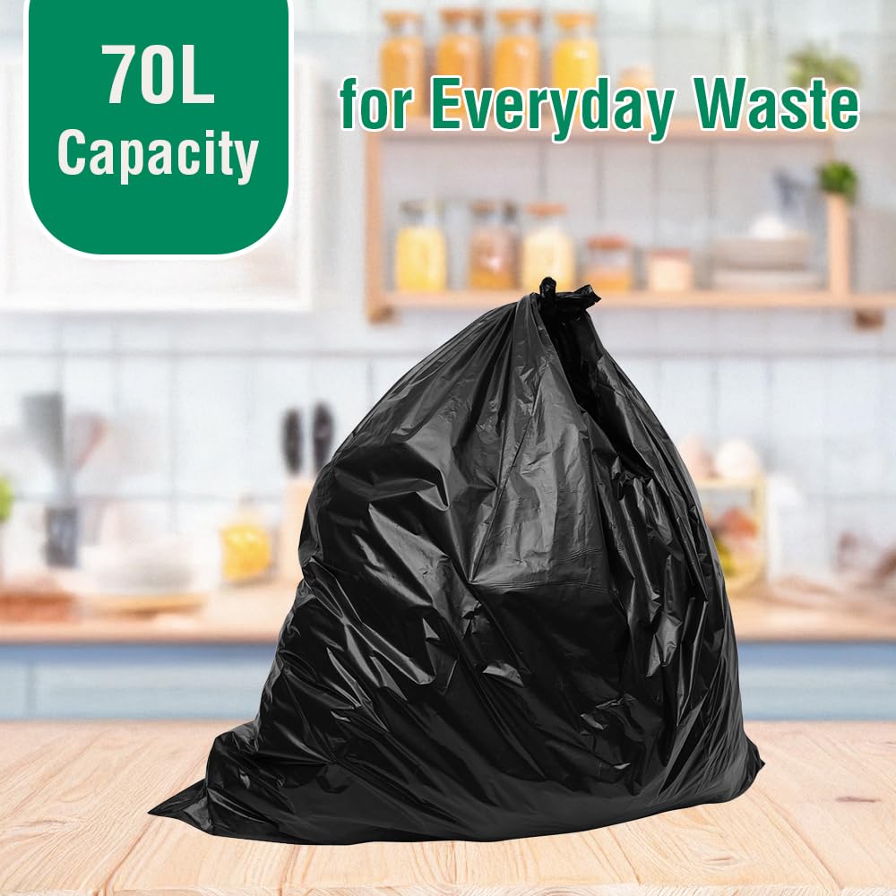 ARVO 70L Bin Bags - 40 Flat Bottom Refuse Sacks | 73 x 84 cm | 100% Recycled LDPE 3