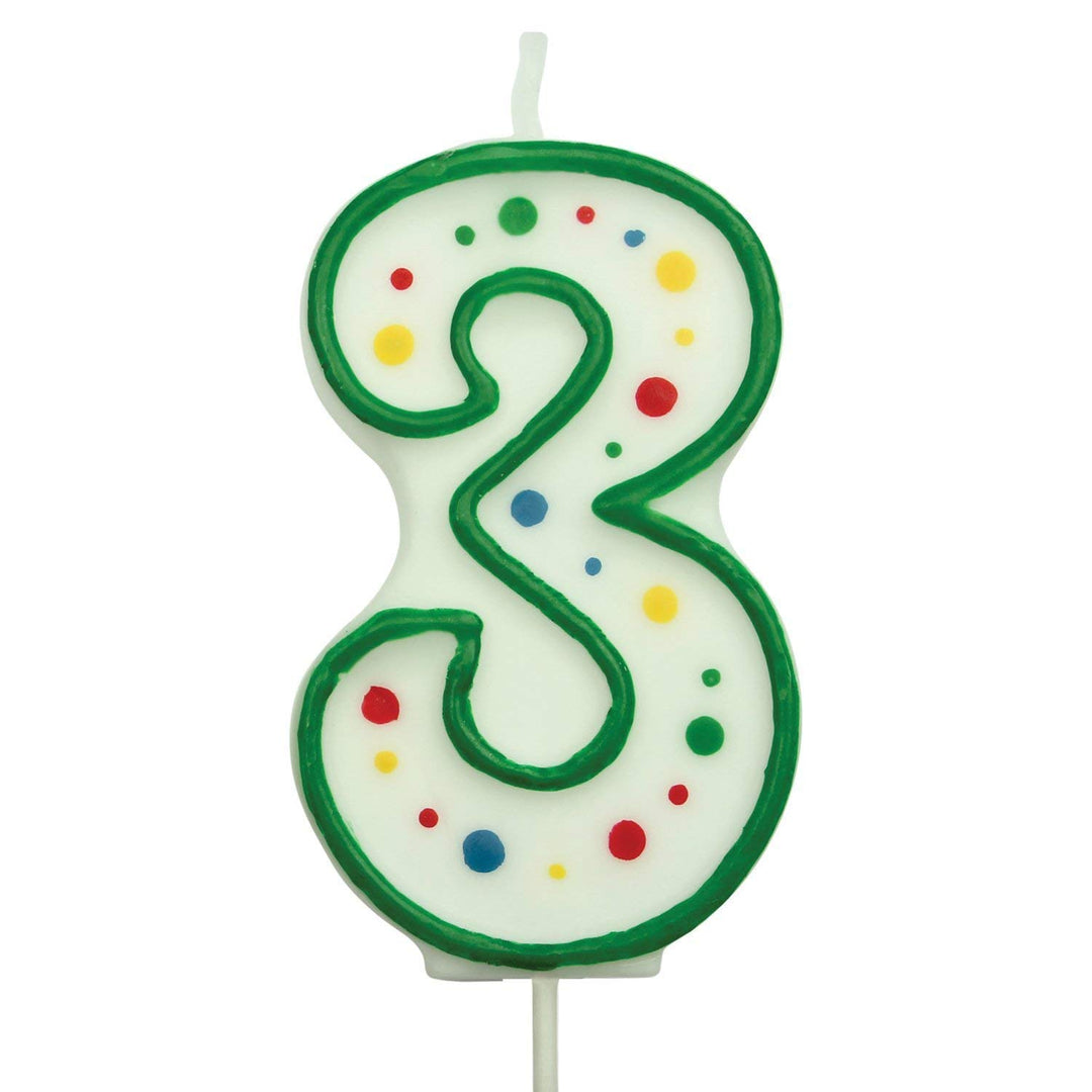 PME Green Number 3 Candle - Large Size Cake Decoration