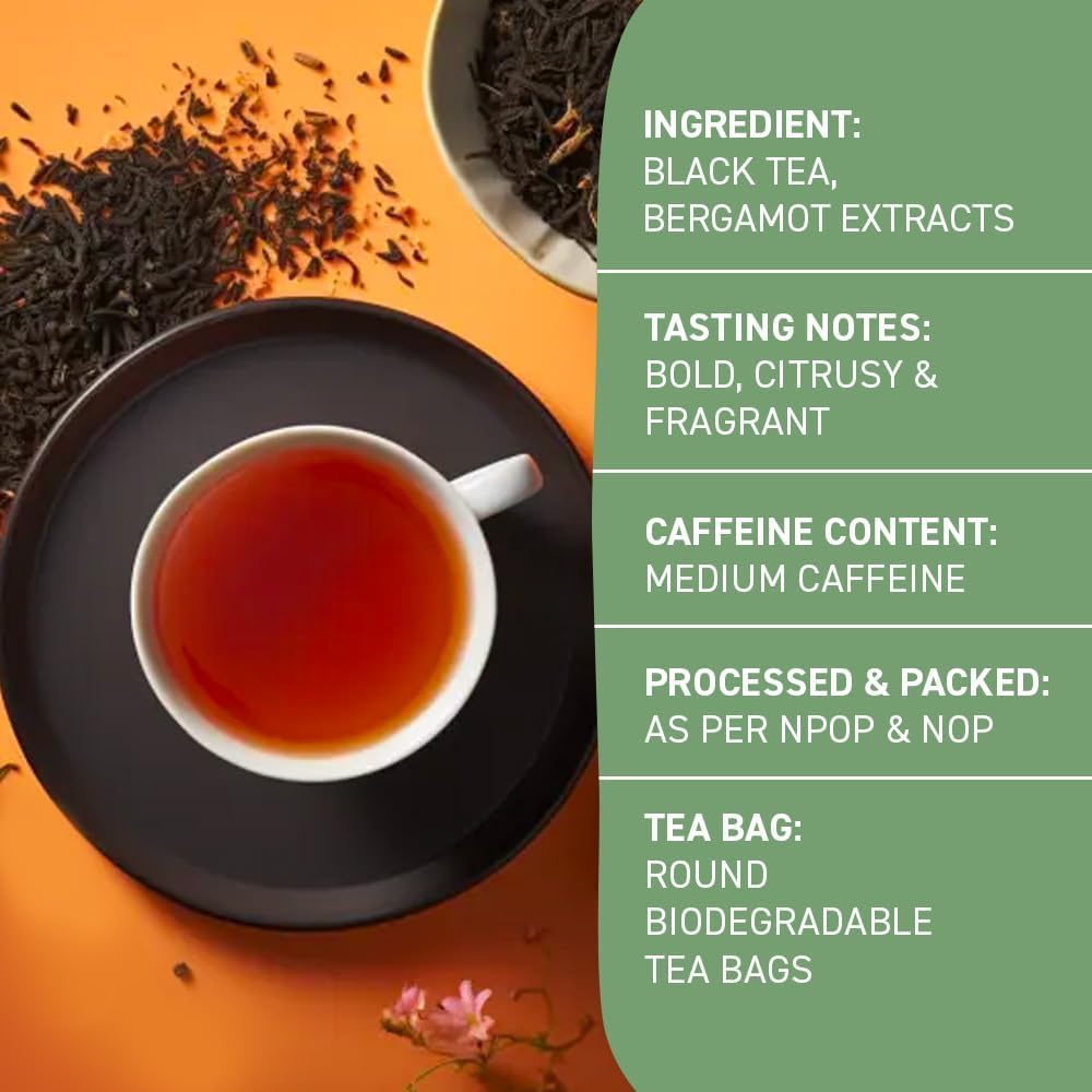 HANDPICK Earl Grey Black Tea Bags (100 Count) - 100% Pure Assam Tea with Bergamot Extract, Citrus Flavor, Brew Hot or Iced