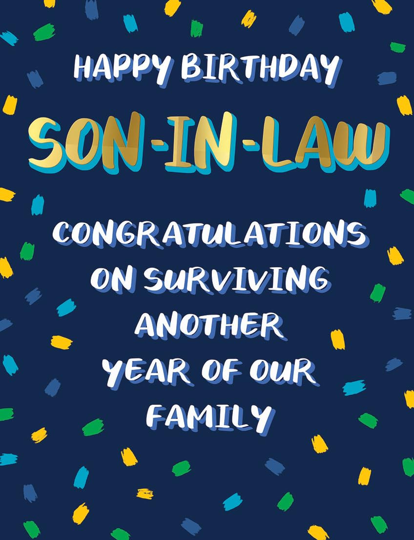 Piccadilly Greetings Son in Law Birthday Card - Humour | 8 x 6 Inches | Blue