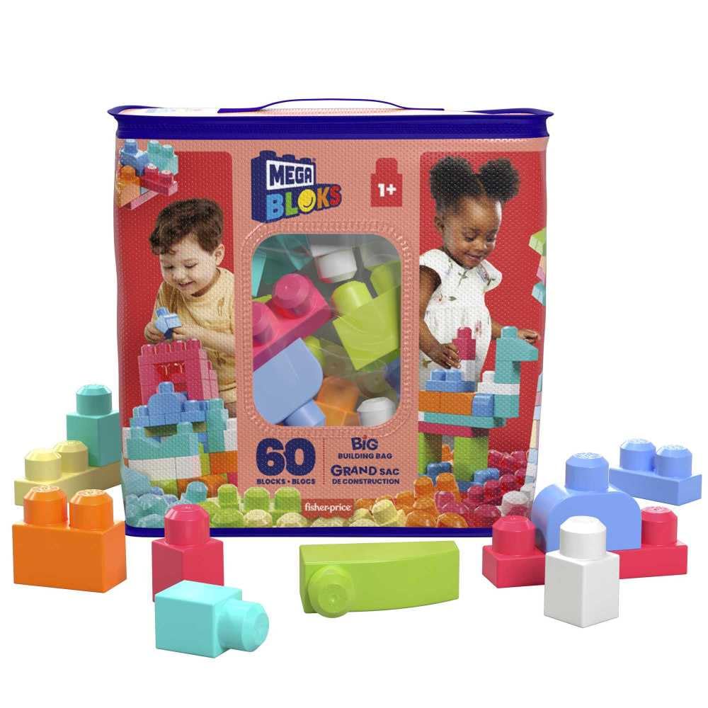 MEGA BLOKS Big Building Bag - 60-Piece Building Set for Ages 1+