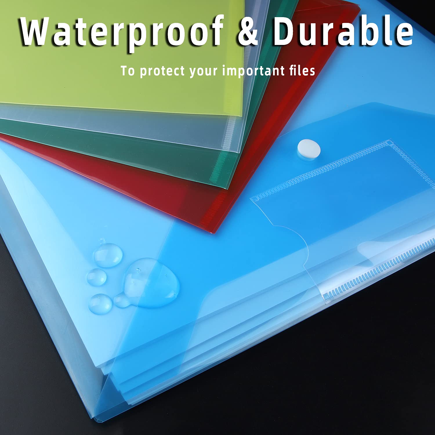 GoodtoU A4 Plastic Popper File Folders - 36 Pack, Waterproof, Assorted Colours
