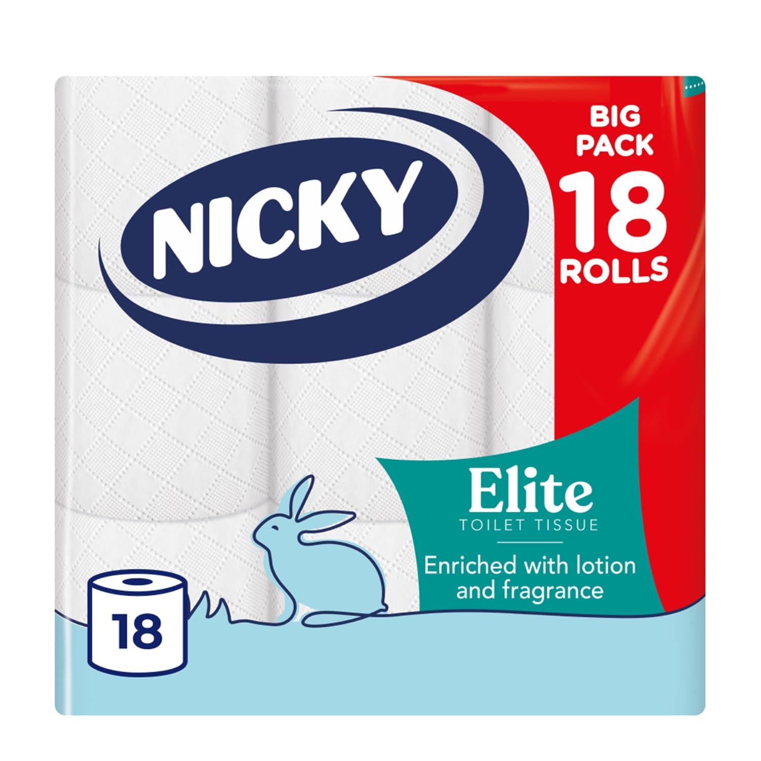 Nicky Elite Scented Toilet Tissue - 3-Ply, Talc Fragrance, 18 Rolls