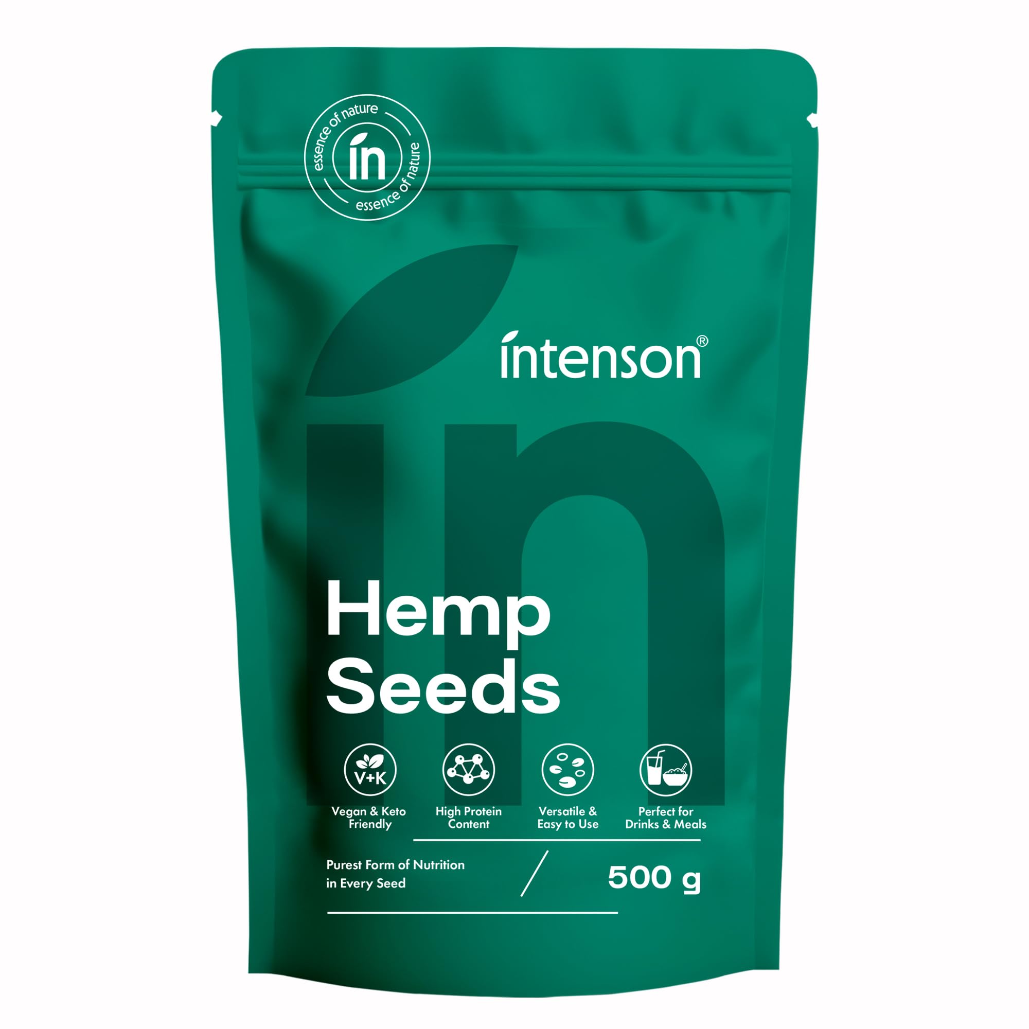 Intenson Hulled Hemp Seeds - High Protein & Omega Fatty Acids | 500g 1