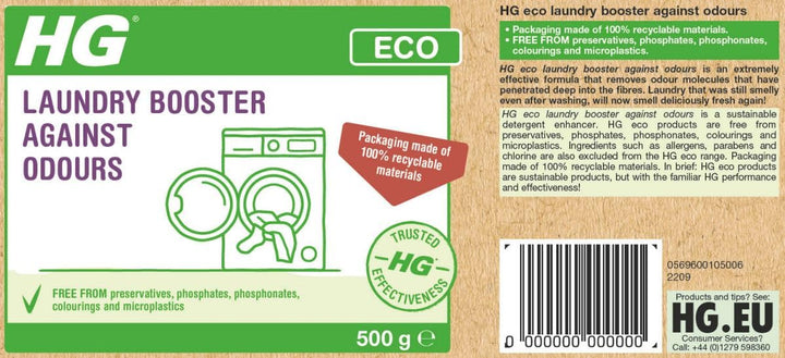 HG - ECO Laundry Detergent Booster Against Odours, 500g Scent Enhancer for Fresh Laundry