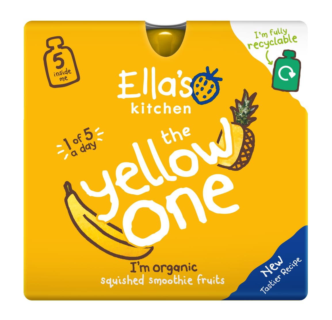 Ella's Kitchen The Yellow One Organic Fruit Smoothie - Banana Mango Apricot 5 x 90g 1