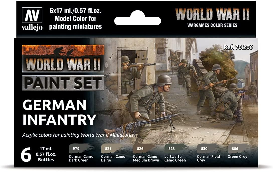 Vallejo WWII German Infantry Model Color Set (6) 17 ml 1