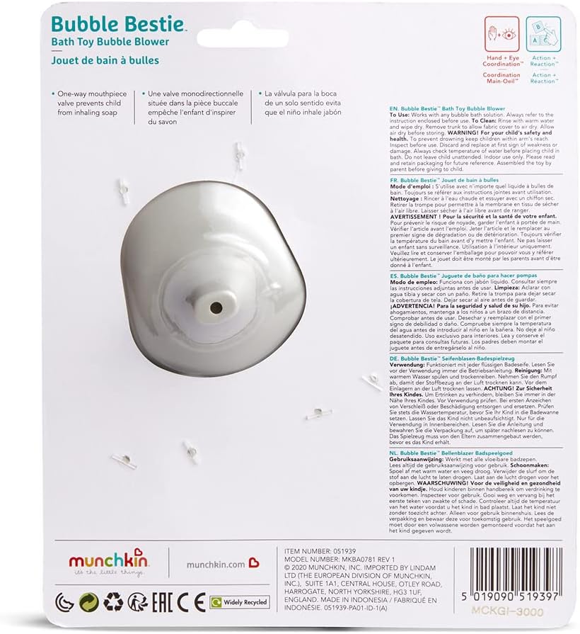 Munchkin Bubble Bestie Elephant Bubbler Bath Toy - Toddler-Operated Bubble Blower for Bathtime Fun 3