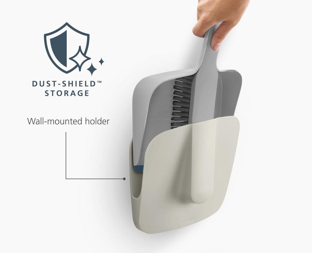 Joseph Joseph CleanTech Wall-mounted Indoor Dustpan & Brush Set in Stone
