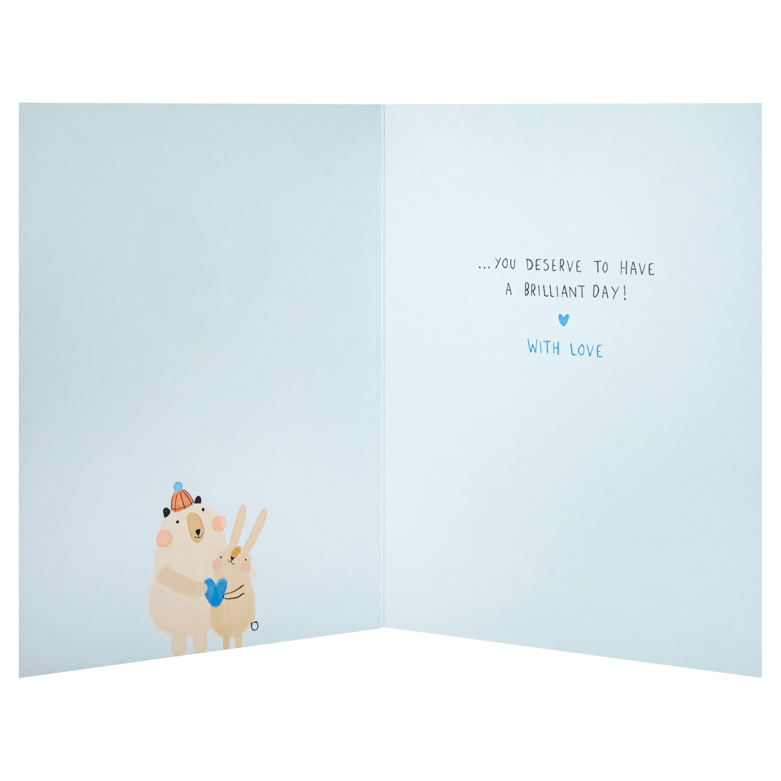 Hallmark Father's Day Card with 3D Keepsake Heart | Bear & Rabbit Design | Blue/Red