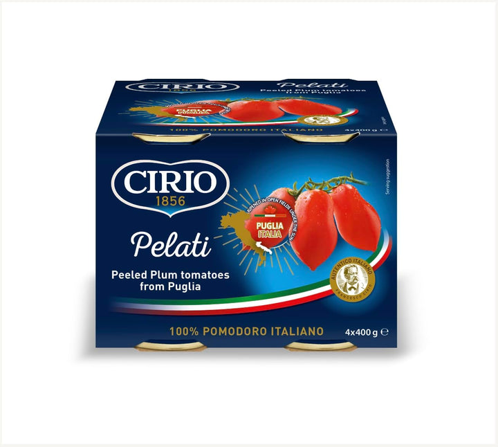 Cirio Peeled Plum Tomatoes 100% Italian, 400g (Pack of 4)