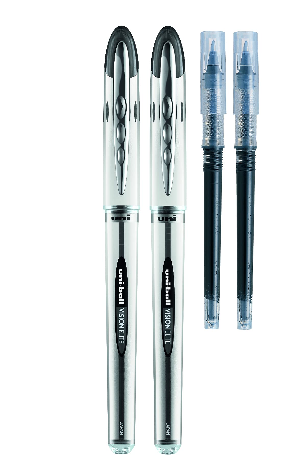 uni-ball Vision Elite Rollerball Pens - Medium 0.8mm Tip, Black Ink, 4-Piece Set
