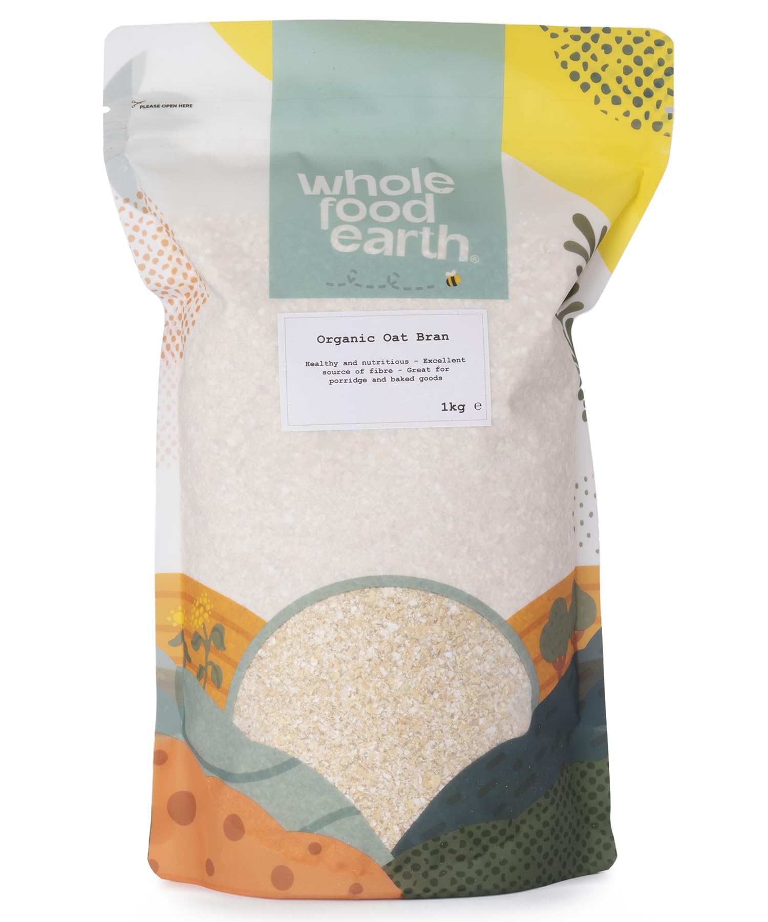 Wholefood Earth Organic Oat Bran - 1 kg | High Fibre | Stabilised 1