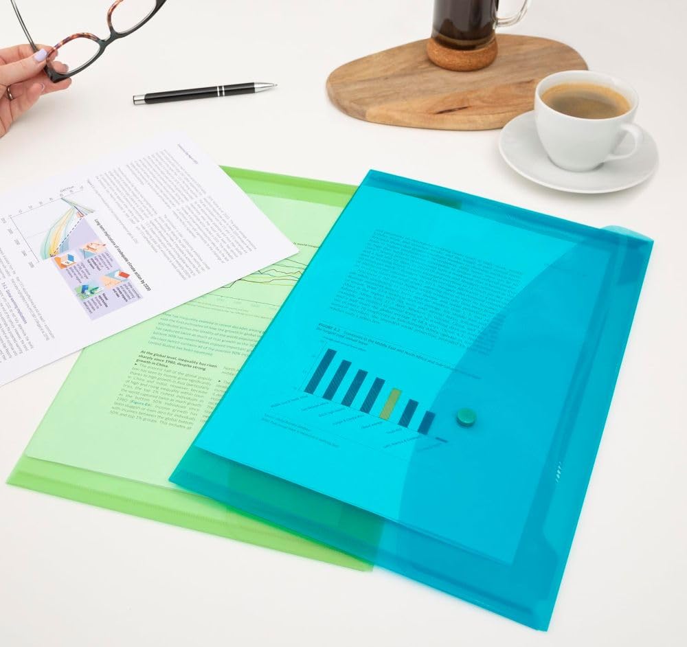 RAPESCO Popper Wallets 1665 - A4+ Capacity, 150 Sheets, Assorted Transparent Colours | Pack of 10 6