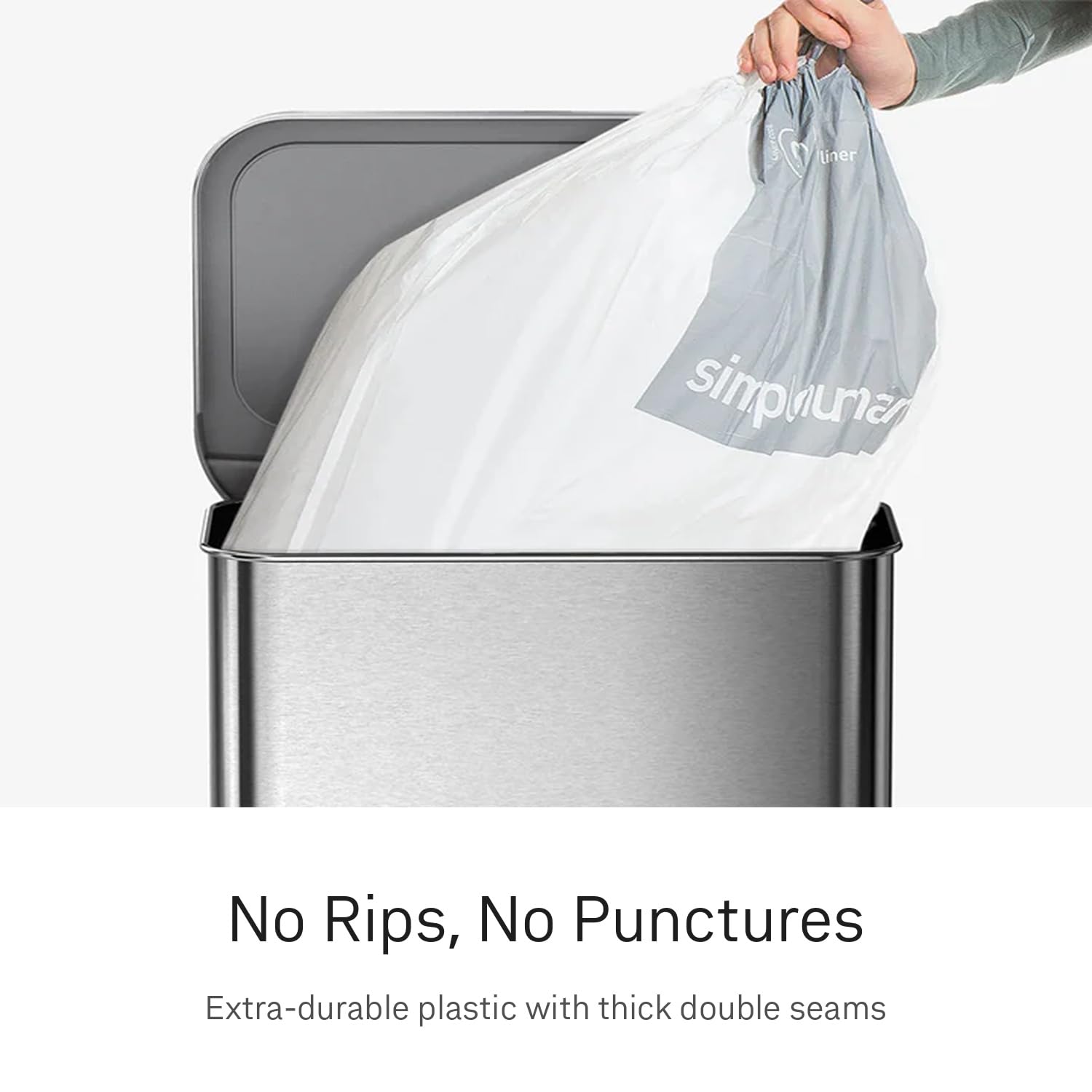simplehuman CW0250 Code A Custom Fit Bin Liner - 4.5L Capacity, Unscented, White Plastic | 90 Count (3 x 30 Pack) 3