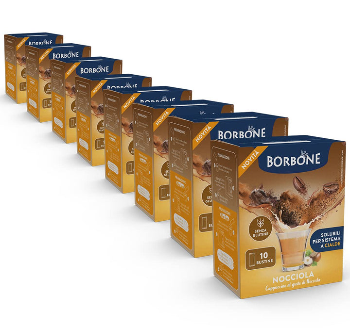 Caffè Borbone Hazelnut Sticks, 80 Sticks (8 x 10) - Instant Hazelnut Cappuccino for Pod Systems