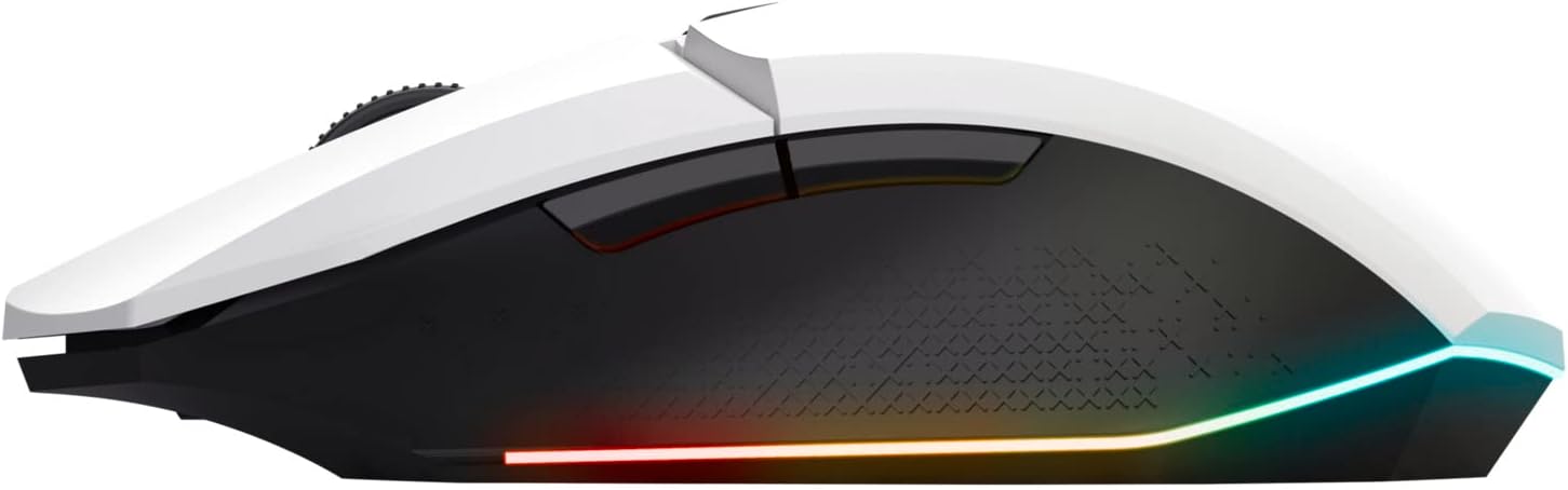 Trust GXT 110W Felox Rechargeable Wireless Gaming Mouse – 80h Battery, 800-4800 DPI, RGB Lighting, 6 Buttons, White