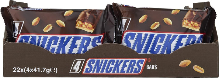 Snickers Chocolate Bars Multipack, 4 Pack of Milk Chocolate Snacks with Peanuts, Caramel & Nougat