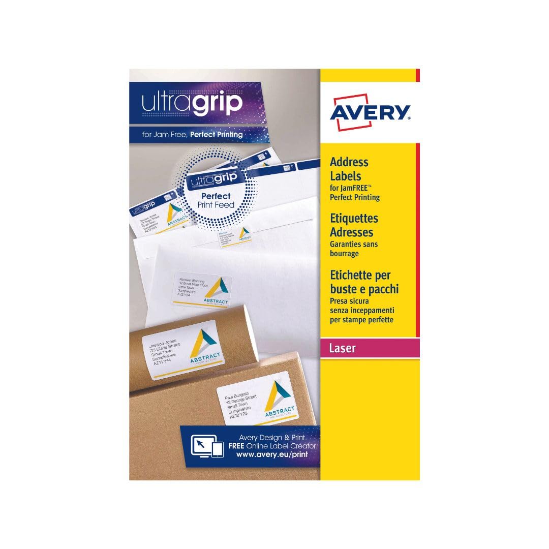 AVERY Self Adhesive Address Mailing Labels for Laser Printers | 21 Labels per A4 Sheet | 10 Sheets 1