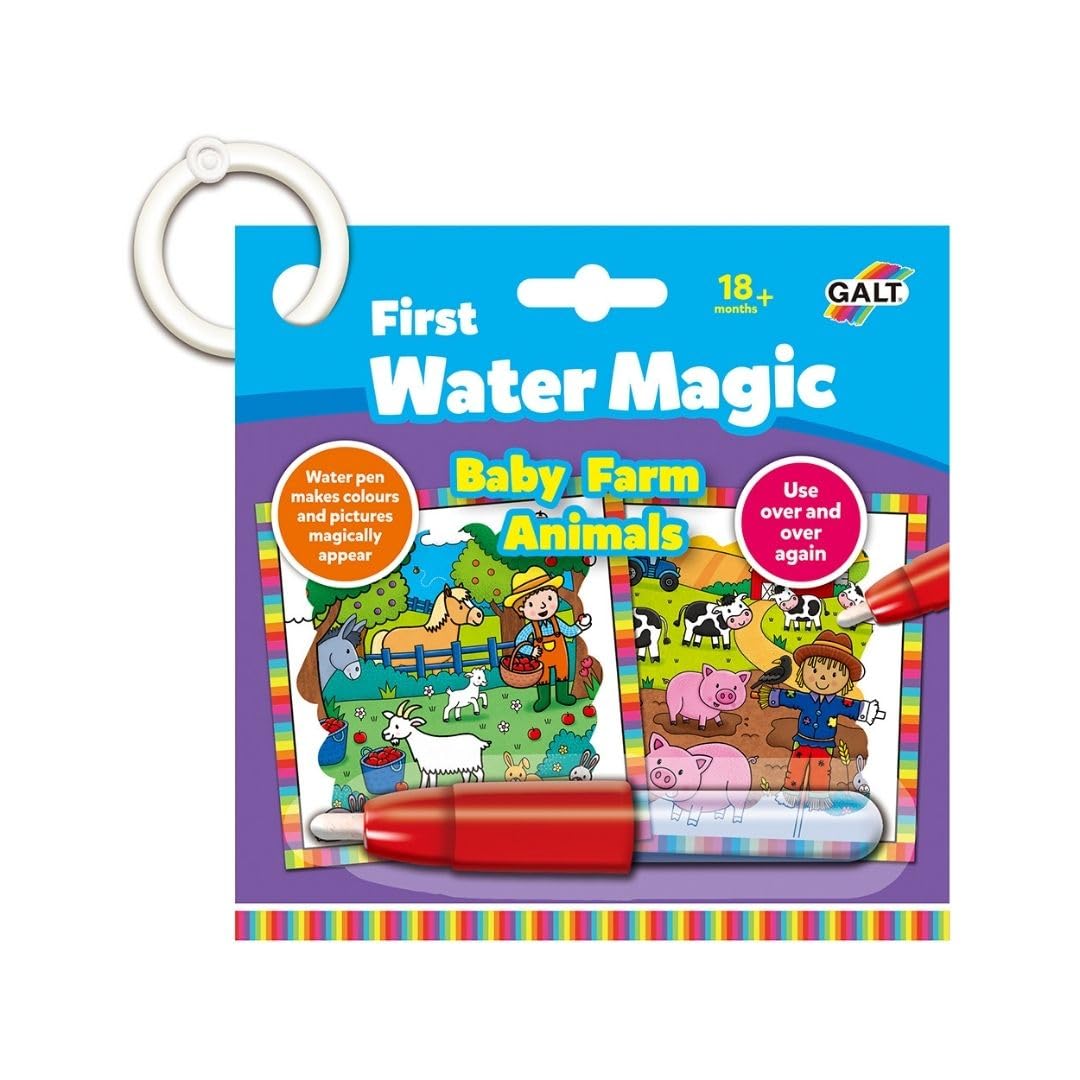 Galt Toys First Water Magic - Baby Farm Animals Reusable Water Colouring Book for Toddlers 18M+