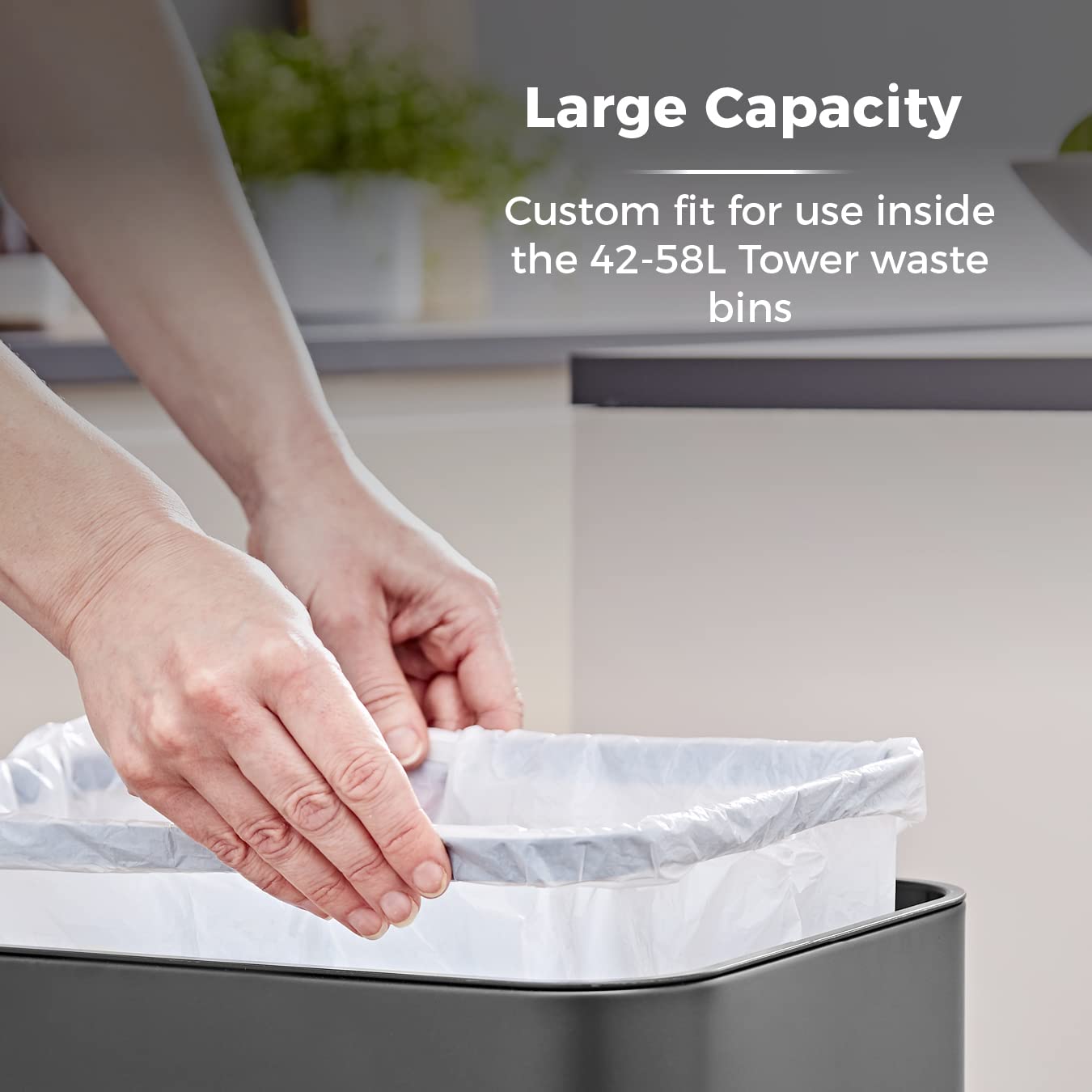 Tower T878000 Heavy Duty Drawstring Bin Liners - 42-58L Capacity, Lemon Scented | 20 Pack 4
