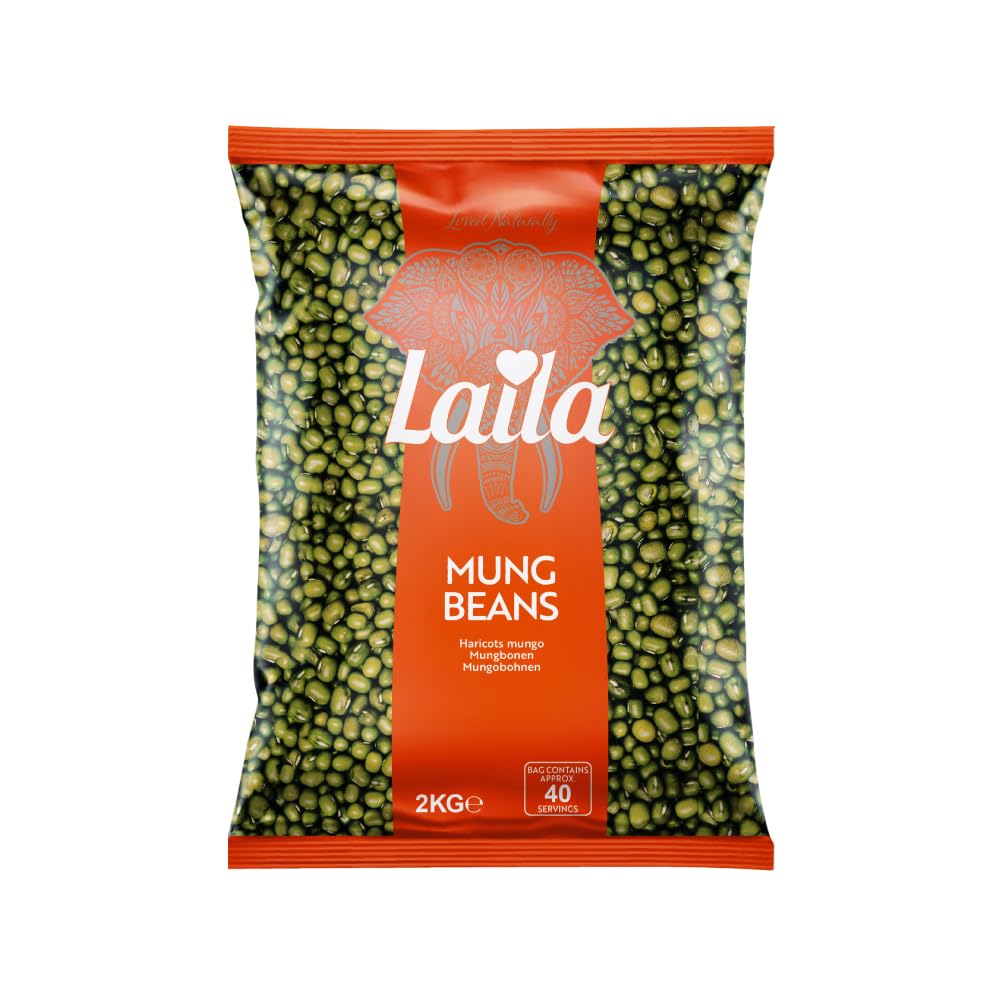 LAILA Mung Beans - Whole, 2 kg Pack | Quick Cooking