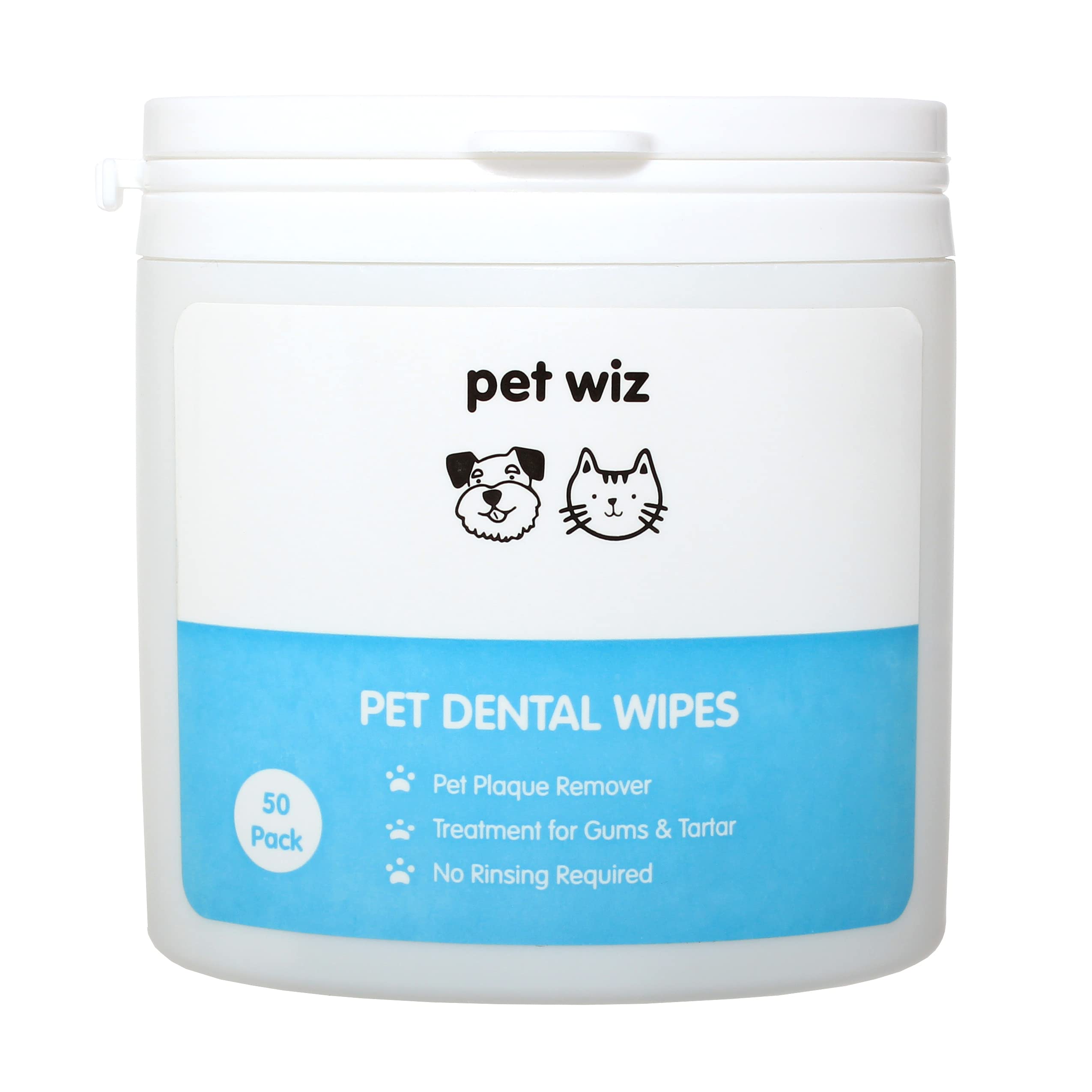 pet wiz Dental Finger Wipes - Removes Plaque & Tartar, Promotes Gum Health | Pack of 50 1